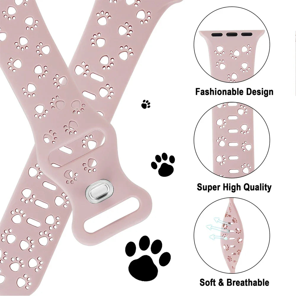 Apple Watch Silicone Strap - Soft Hollow-Out Cat Pattern