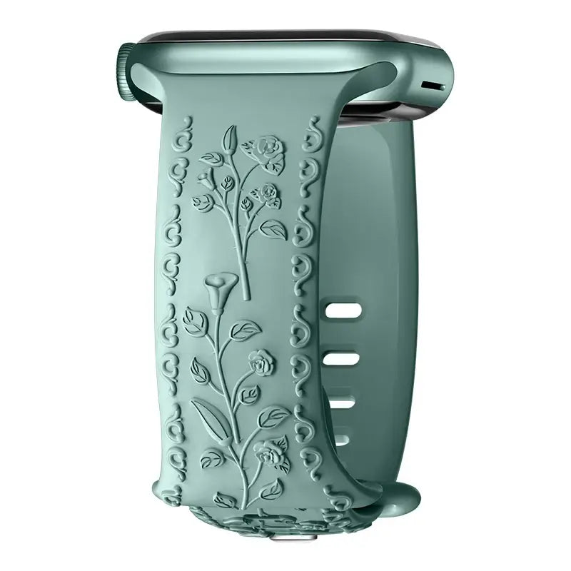 Apple Watch Silicone Band - Floral Engraved - Stylish Design