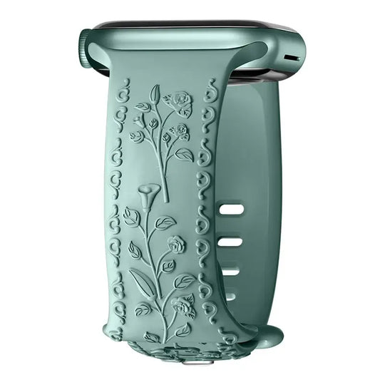 Apple Watch Silicone Band - Floral Engraved - Stylish Design