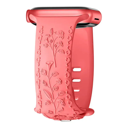 Apple Watch Silicone Band - Floral Engraved - Stylish Design