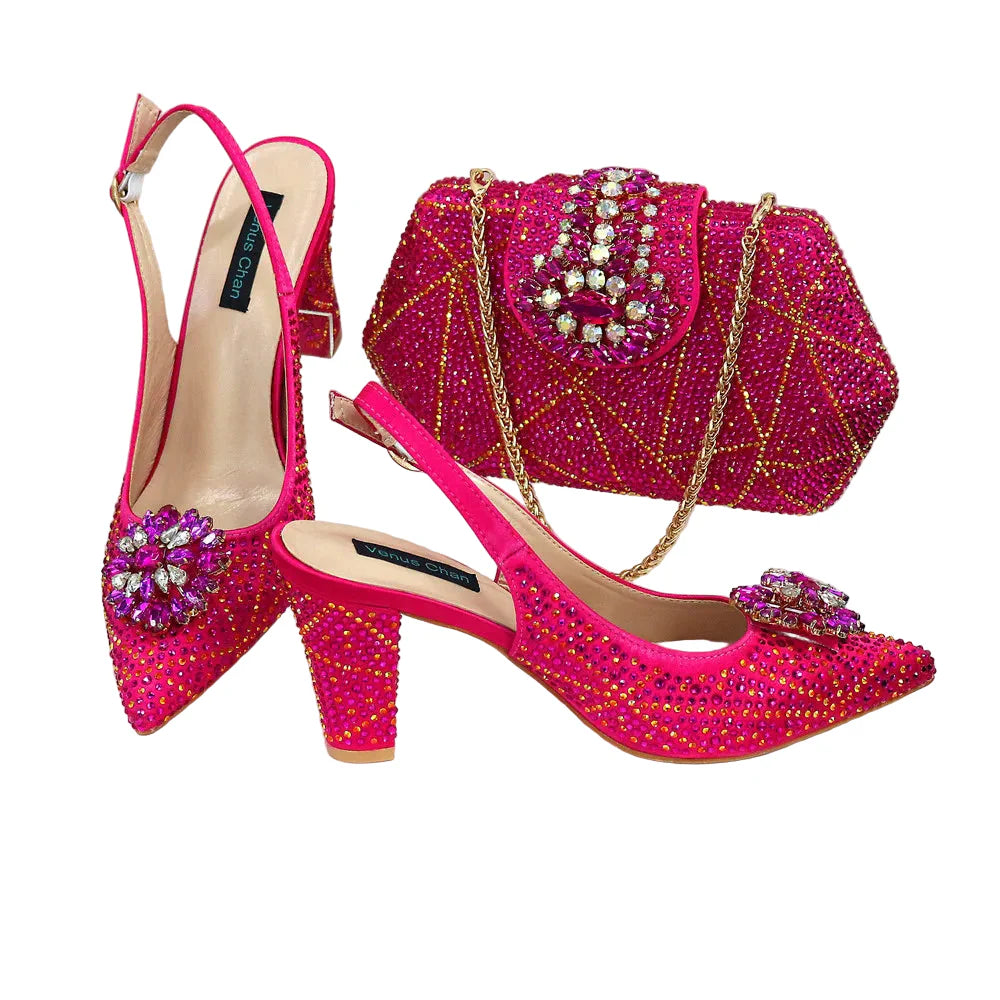 Italian Shoes and Bags Matching Set Decorated