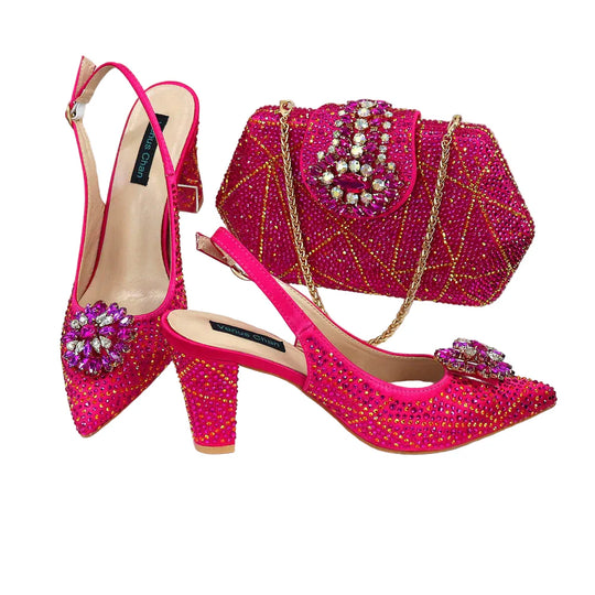Italian Shoes and Bags Matching Set Decorated