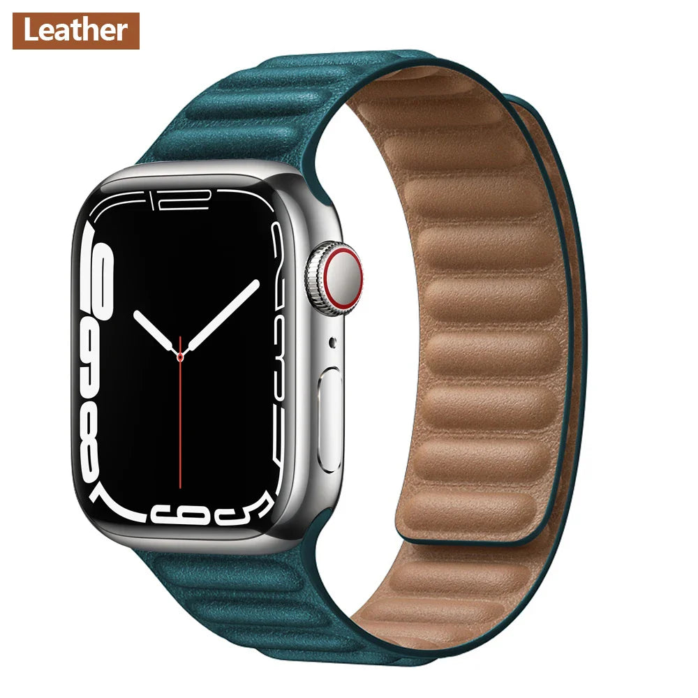 Apple Watch Leather Band - Premium Magnetic Loop Strap