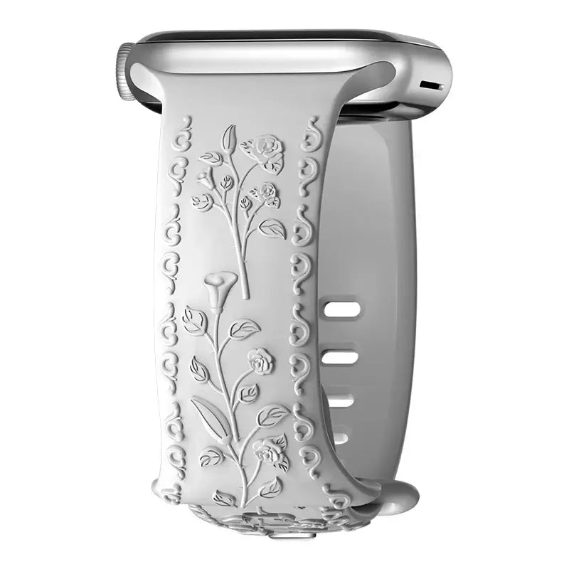 Apple Watch Silicone Band - Floral Engraved - Stylish Design