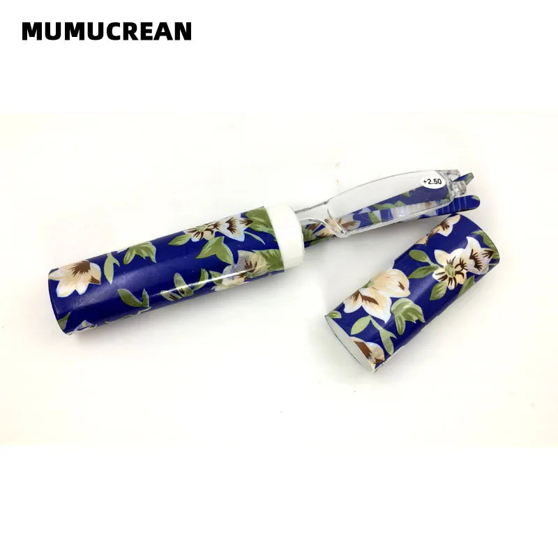 New Mini Folding Reading Glasses Women Men +1.0 To 4.0 Portable Container Presbyopia Pen Glasses With Box