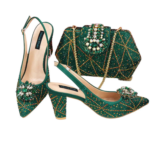 Italian Shoes and Bags Matching Set Decorated