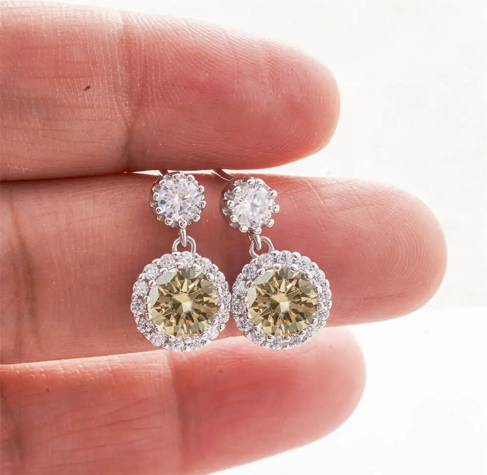 1CT 2Pcs D-Color Moissanite Drop Earrings 925 Sterling Silver With Certificate