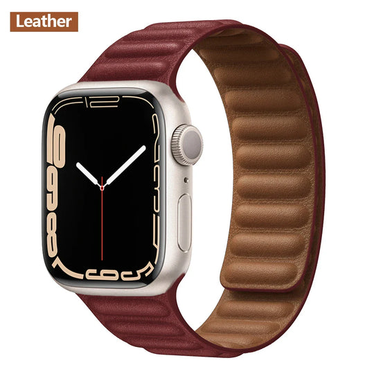 Apple Watch Leather Band - Premium Magnetic Loop Strap