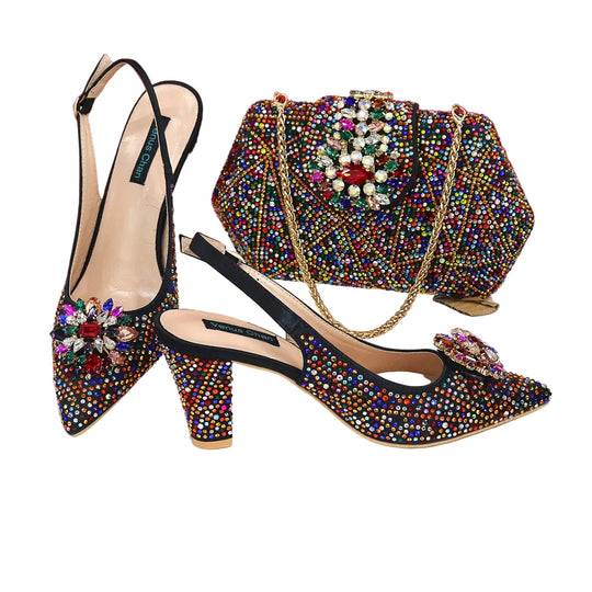 Italian Shoes and Bags Matching Set Decorated