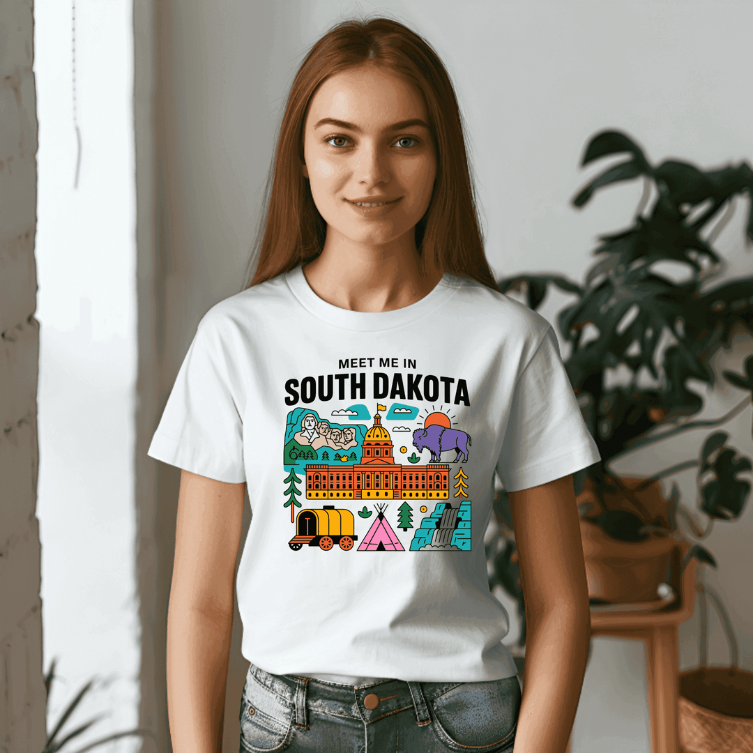 Meet Me in South Dakota T-Shirt – Retro Travel Graphic Tee
