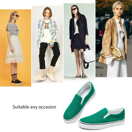 Women's Slip on Shoes Canvas Sneakers Loafers Non Slip Shoes Low Top Casual Shoes 9.5 Dark Green