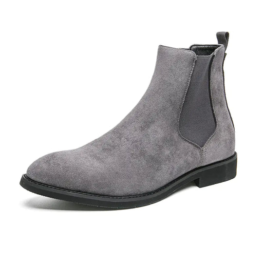 Men's Plus Size High-Top Pointed Leather Chelsea Boots