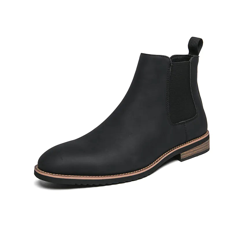 Men's Plus Size High-Top Pointed Leather Chelsea Boots