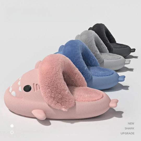 Winter Plush Shark Slippers Boys Men - # BOAA73410003