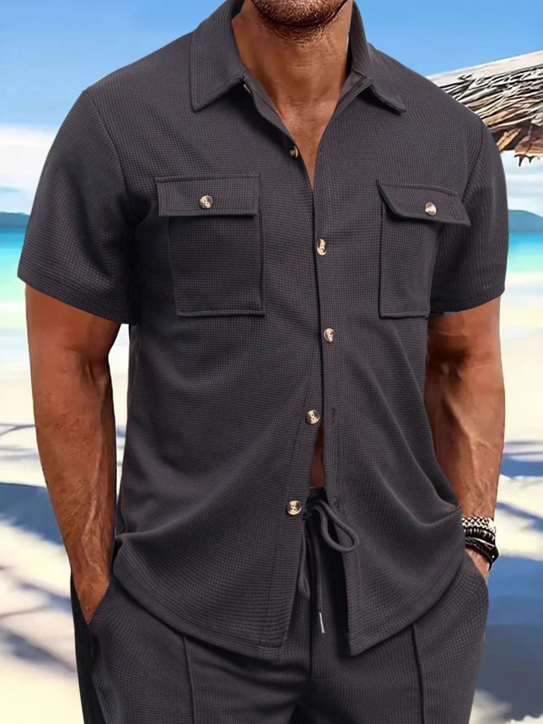 Men's Full Size Button Down Short Sleeve Shirt Plus Size