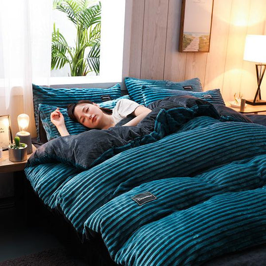 Thicken Corduroy Velvet Bedding Set by Pi Mart