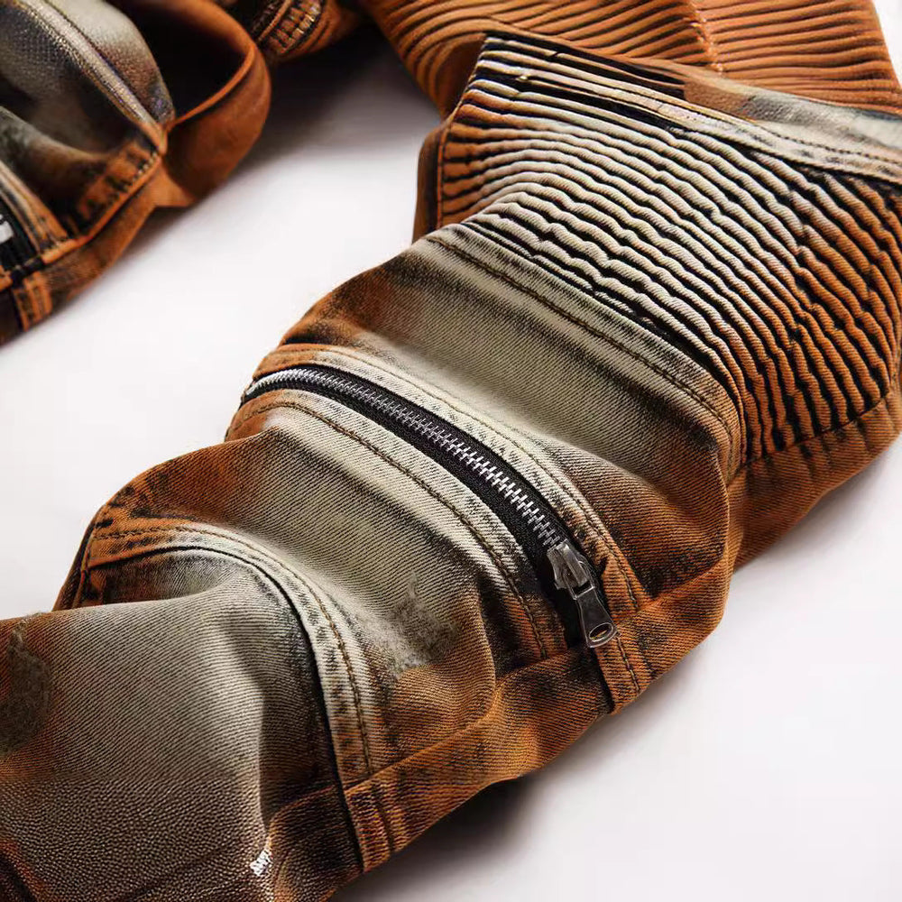 Men's Stretch Zipper Personalized Fashion Slim-fit Pants