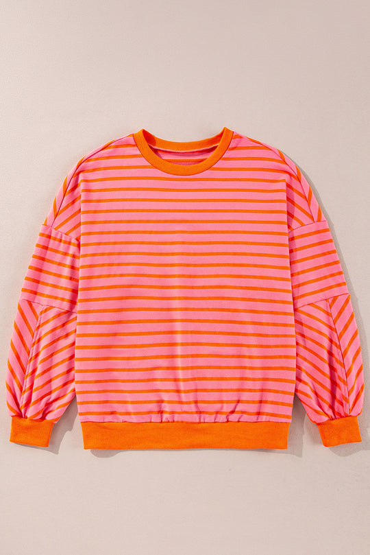 Stripe Drop Shoulder Crewneck Sweatshirt
