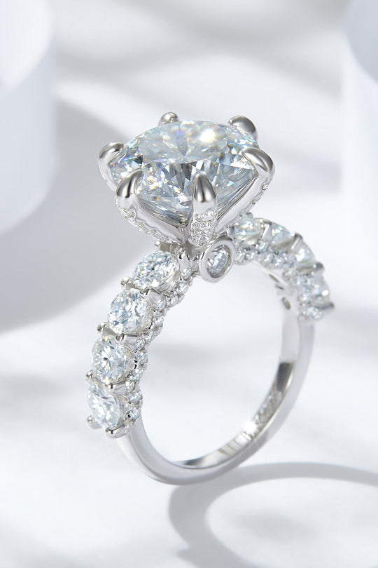 3-Carat Lab-grown Diamond Platinum-Plated Side Stone Ring