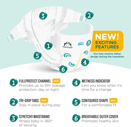 Amazon Brand - Mama Bear Gentle Touch Diapers, Size 5, 132 Count (4 packs of 33)