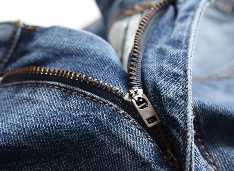 Men's Classic Blue Pants With Patched Holes