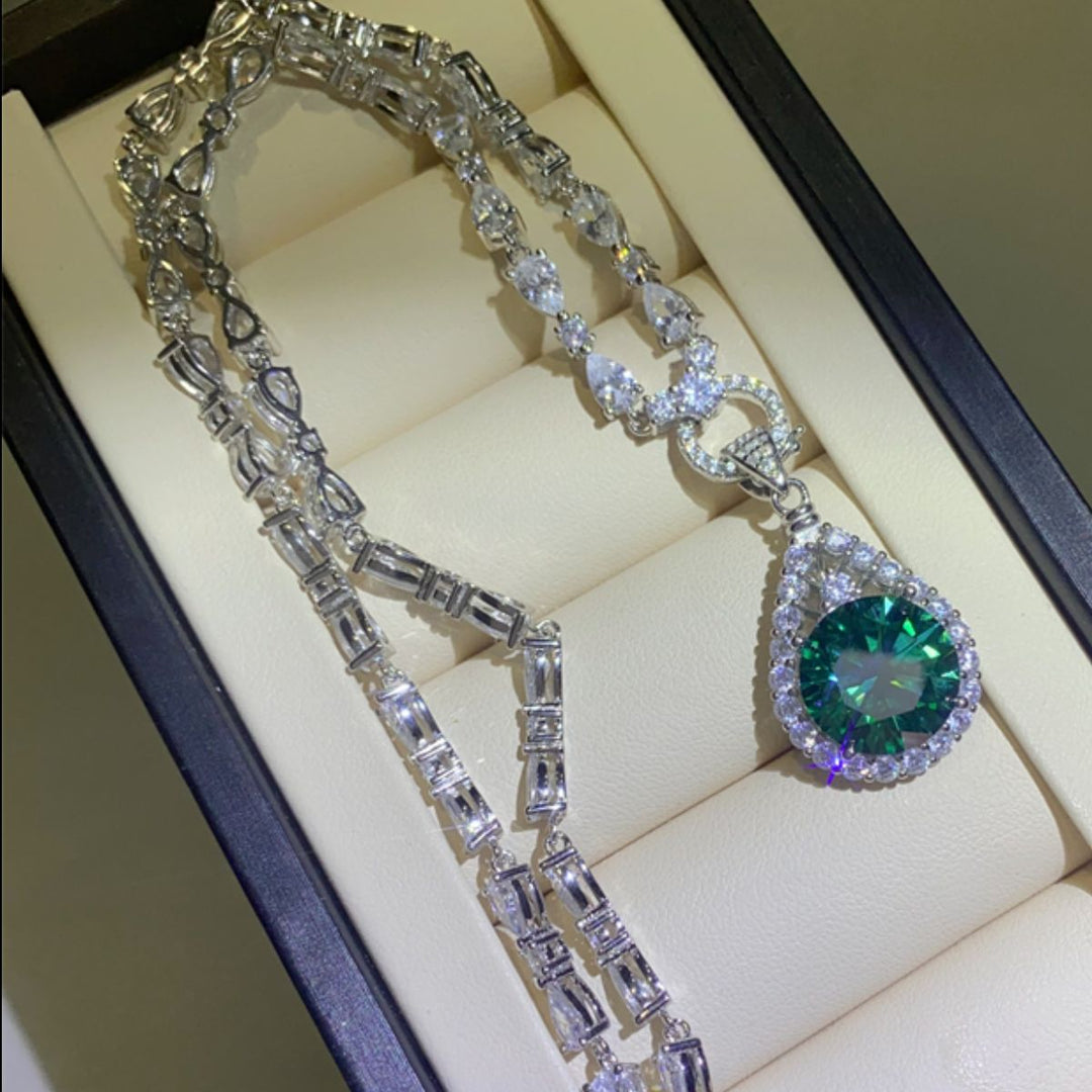 10 Carat Lab-grown Adored Sterling Silver Teardrop Shape Necklace