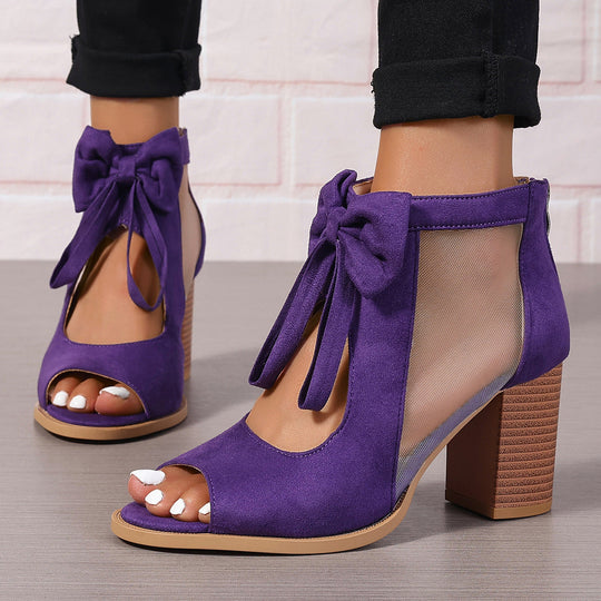 Large Size Thick Heel High Heels Women's Bow
