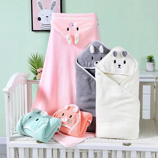 Baby Hooded Bath Towels Cartoon Animal Newborn Soft Towel Blanket Toddler Bathrobe Warm Sleeping Swaddle Wrap for Boys Girls