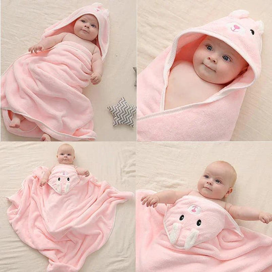 Baby Hooded Bath Towels Cartoon Animal Newborn Soft Towel Blanket Toddler Bathrobe Warm Sleeping Swaddle Wrap for Boys Girls