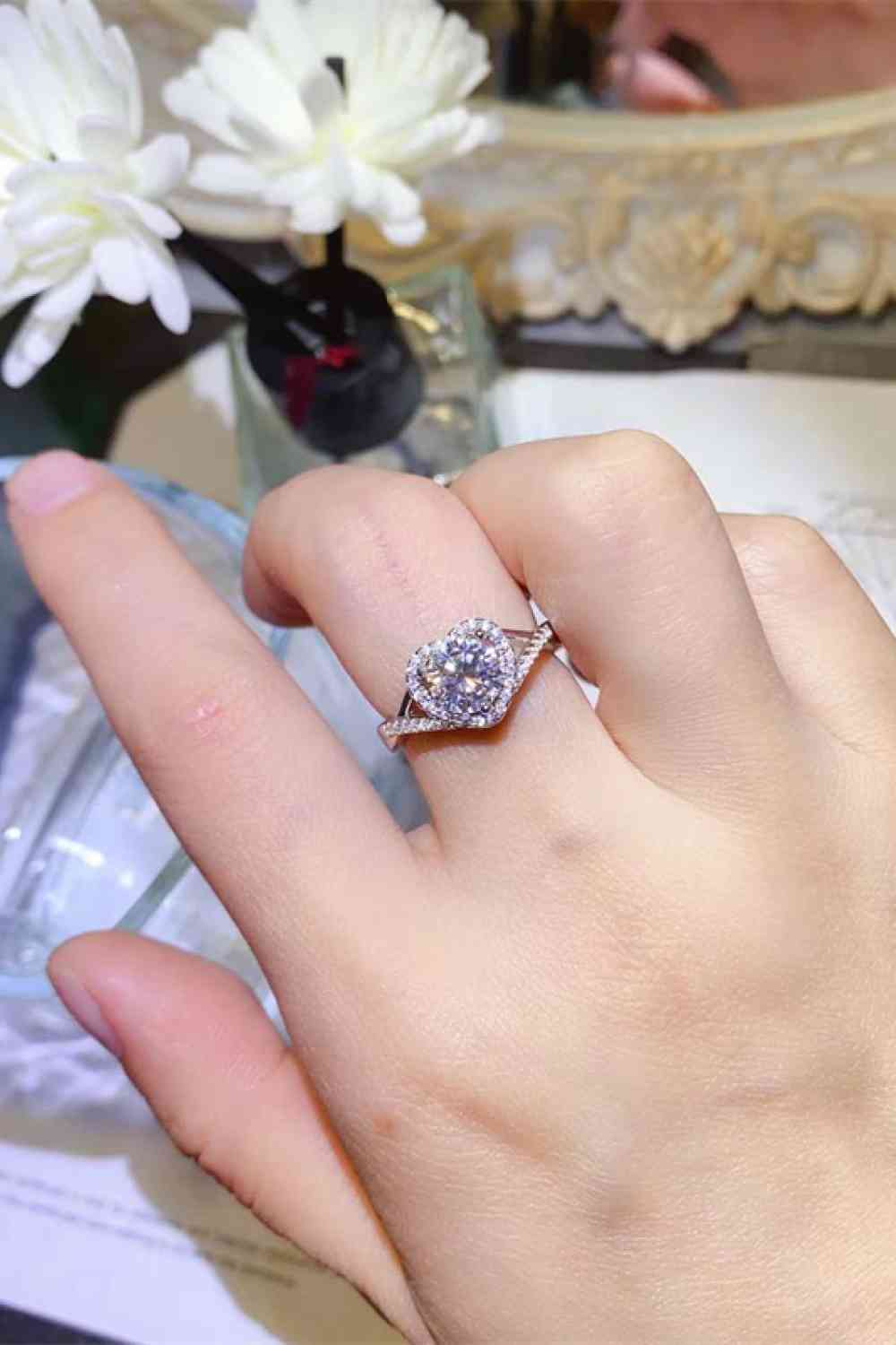 1 Carat Moissanite 925 Sterling Silver Ring