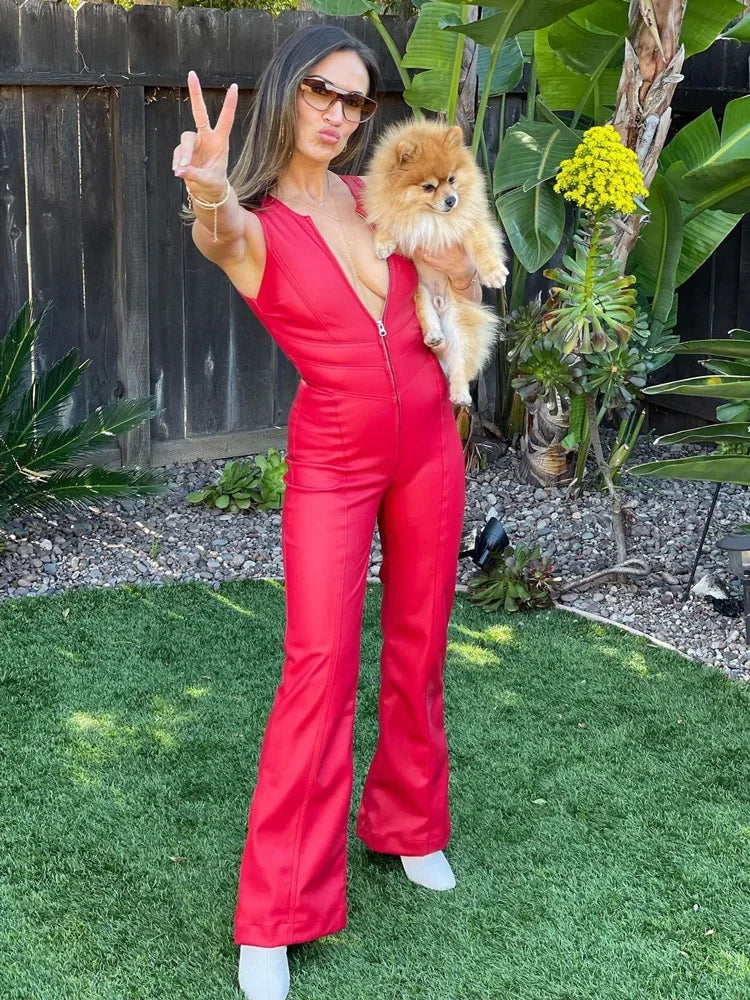 TARUXY Backless Heart Cutout Bodycon Jumpsuit For Women Casual Sleeveless Slim One-Piece Outfits Retro Denim Jumpsuits New 2025