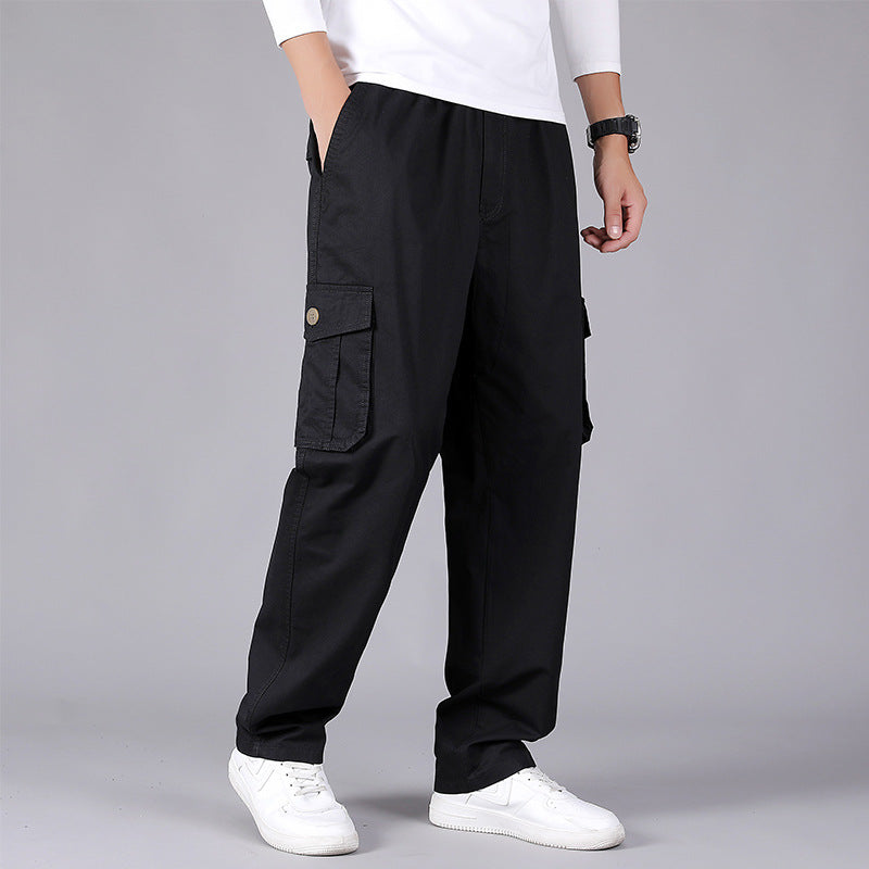 Men's Pants Korean Style Loose Straight Leg Cargo Pocket
