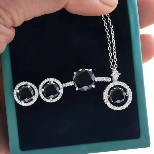 4Ct D Color Moissanite 925 Sterling Jewelry Set Ring Necklace Earrings