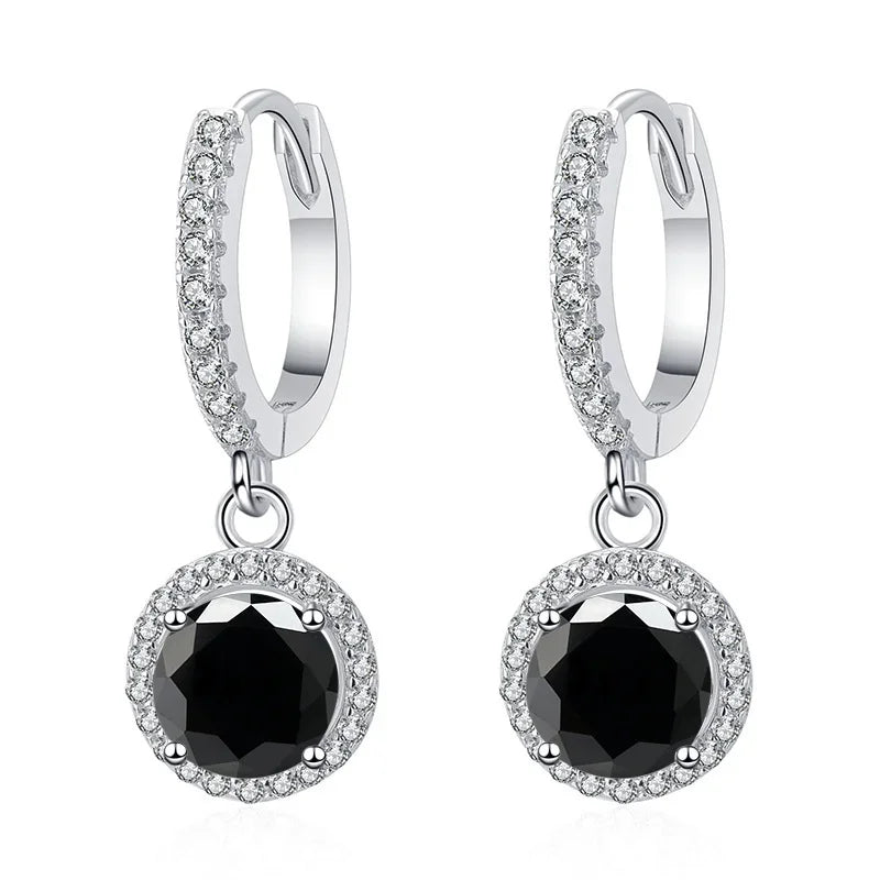 1Ct 6.5mm Blue Green Moissanite Drop Earrings For Women S925 Sterling