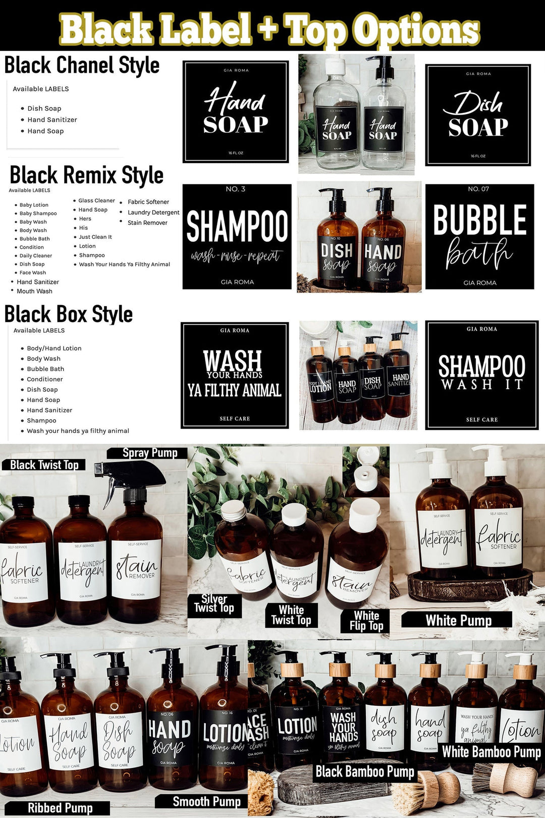 32 Oz Amber Glass Reusable Dispenser Bottle For Soap Laundry Mouthwash Refillable Pump Included