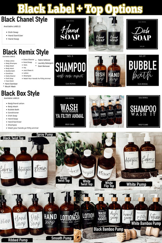 32 Oz Amber Glass Reusable Dispenser Bottle For Soap Laundry Mouthwash Refillable Pump Included