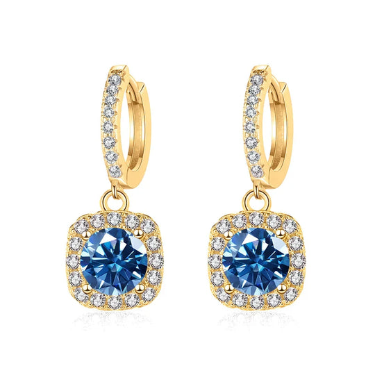 1ct GRA-Certified Moissanite Drop Earrings VVS D 18K Gold Plated 925 Sterling