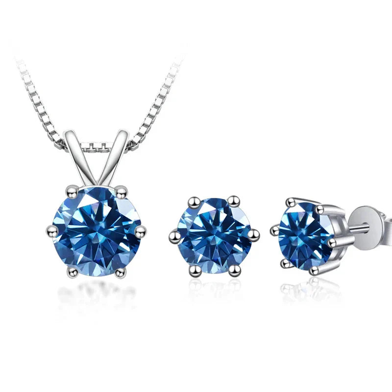 3Ct Moissanite Necklace Earrings Set 925 Sterling Silver GRA Cert Wedding