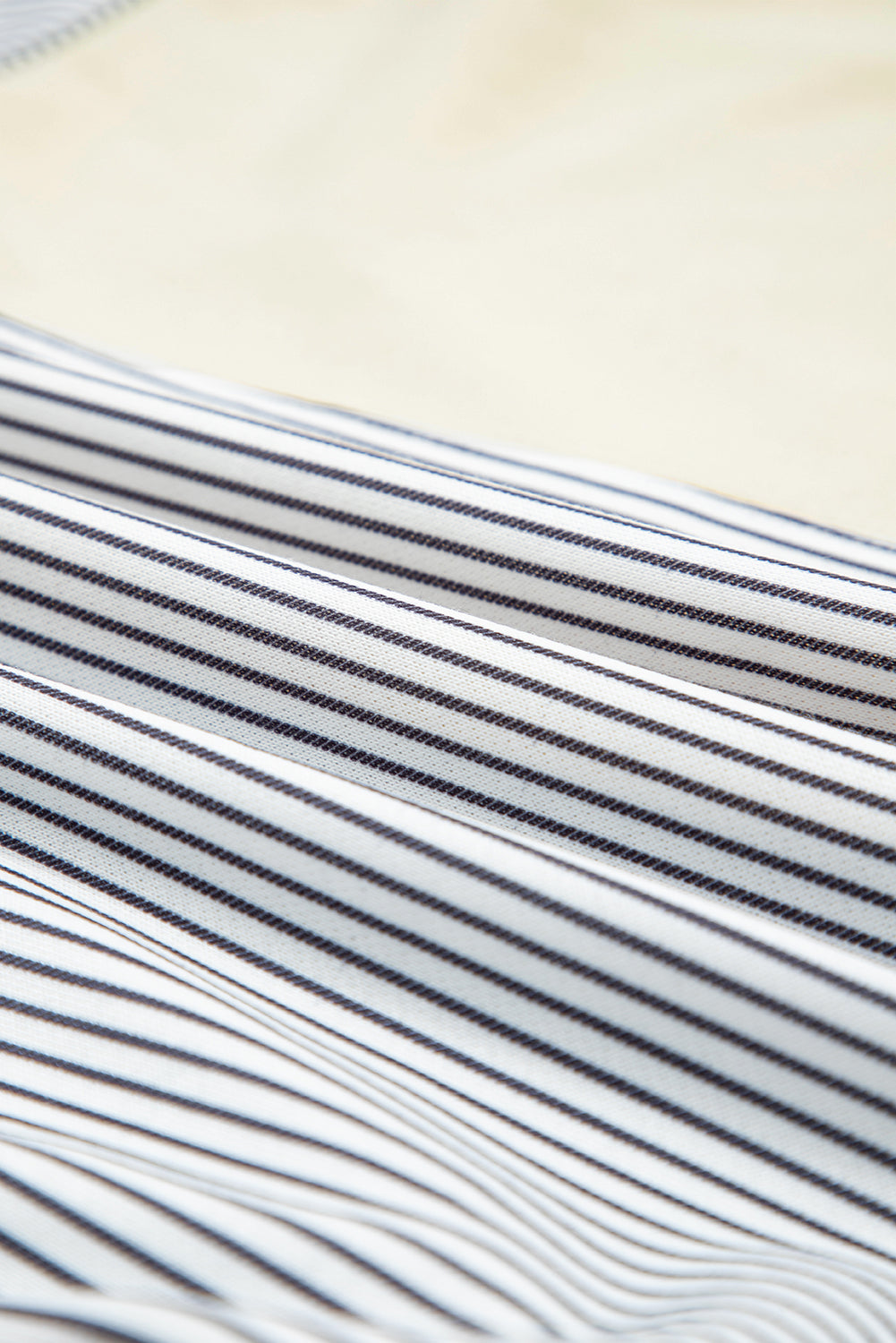 Floral Stripe Collared V-Neck Drop Sleeve Sweatshirt