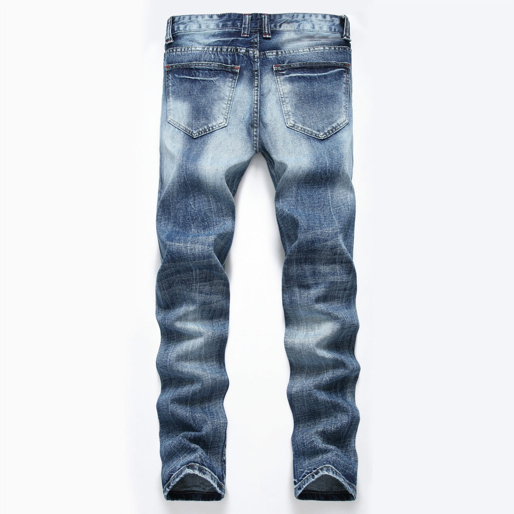 Men's Ripped Pants Fashion Slim-fit Trendy Straight-Leg Men's Pants