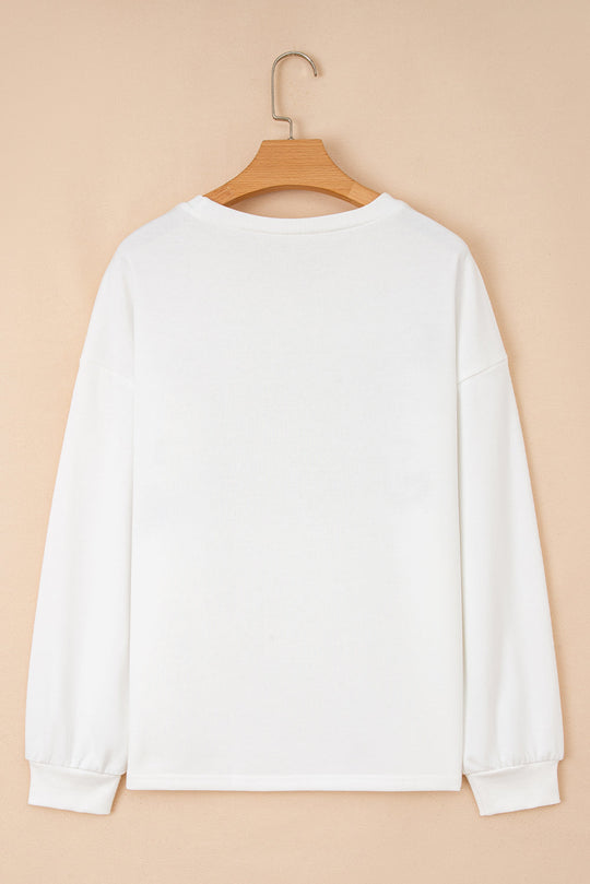 HOLLY JOLLY Embroidered Pullover Sweatshirt