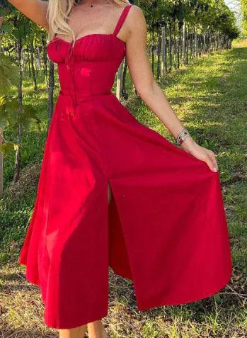 Chic Sleeveless Swing Midi Skirt