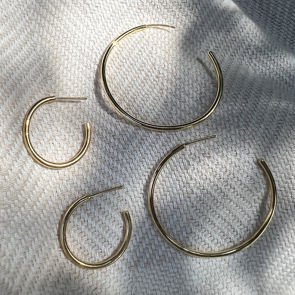 Recycled Bombshell Gold Plated Hoop Earrings - Handcrafted, Two Sizes
