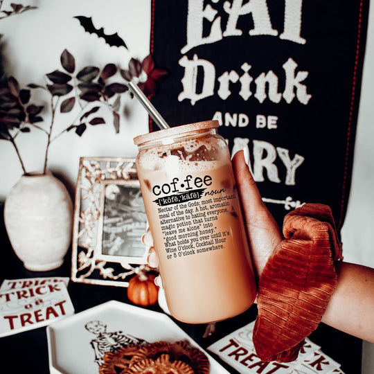 17oz Coffee Glass Tumbler With Bamboo Lid And Reusable Straw For Hot Cold