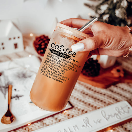 17oz Coffee Glass Tumbler With Bamboo Lid And Reusable Straw For Hot Cold