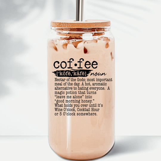 17oz Coffee Glass Tumbler With Bamboo Lid And Reusable Straw For Hot Cold