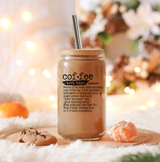 17oz Coffee Glass Tumbler With Bamboo Lid And Reusable Straw For Hot Cold