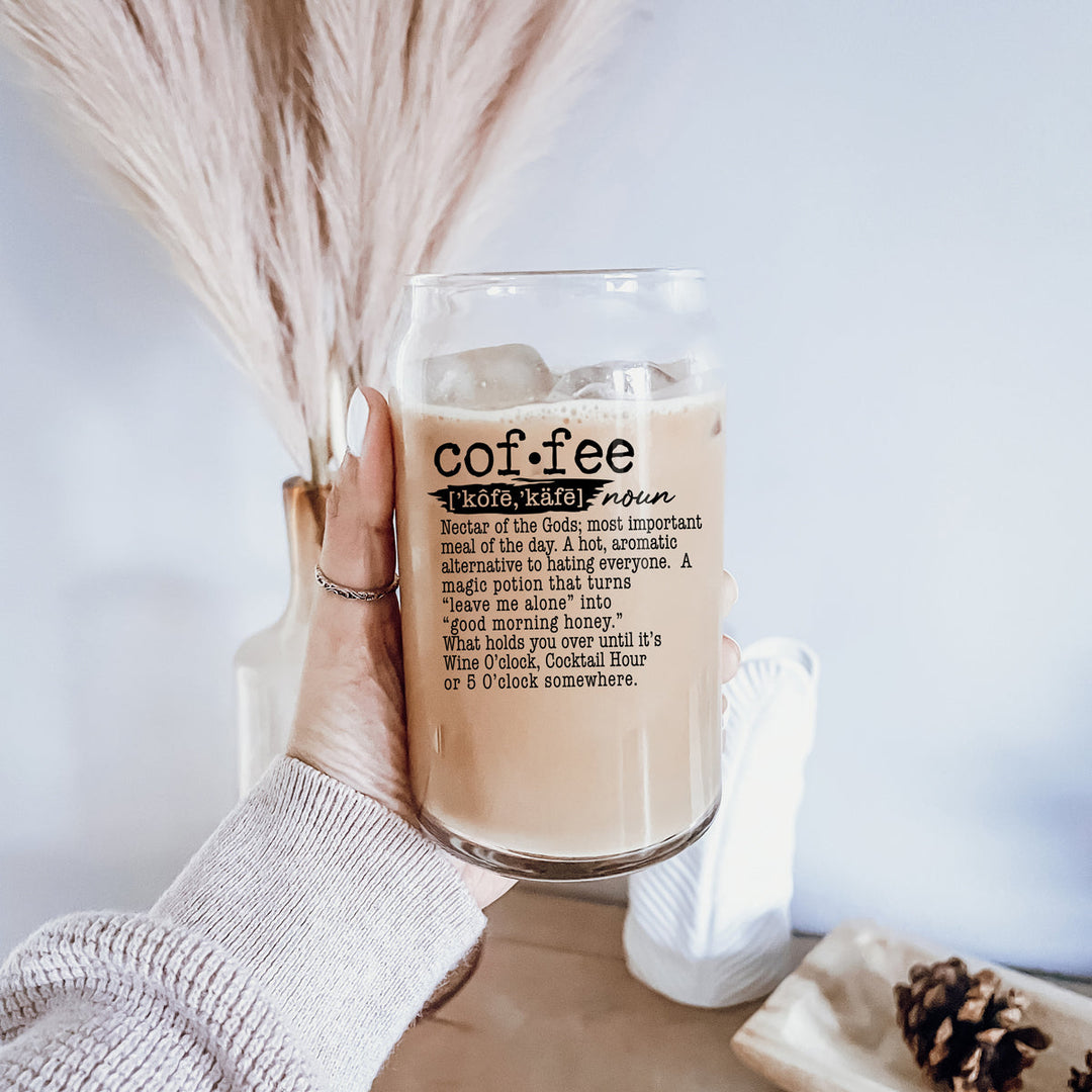 17oz Coffee Glass Tumbler With Bamboo Lid And Reusable Straw For Hot Cold