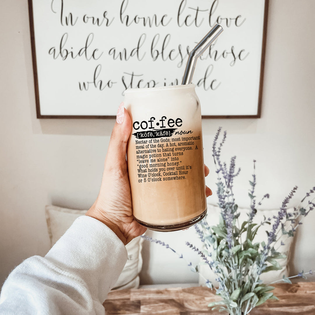 17oz Coffee Glass Tumbler With Bamboo Lid And Reusable Straw For Hot Cold