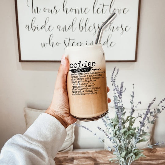 17oz Coffee Glass Tumbler With Bamboo Lid And Reusable Straw For Hot Cold